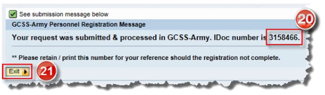 GCSS Army Self Registration - Confirmation Page 03